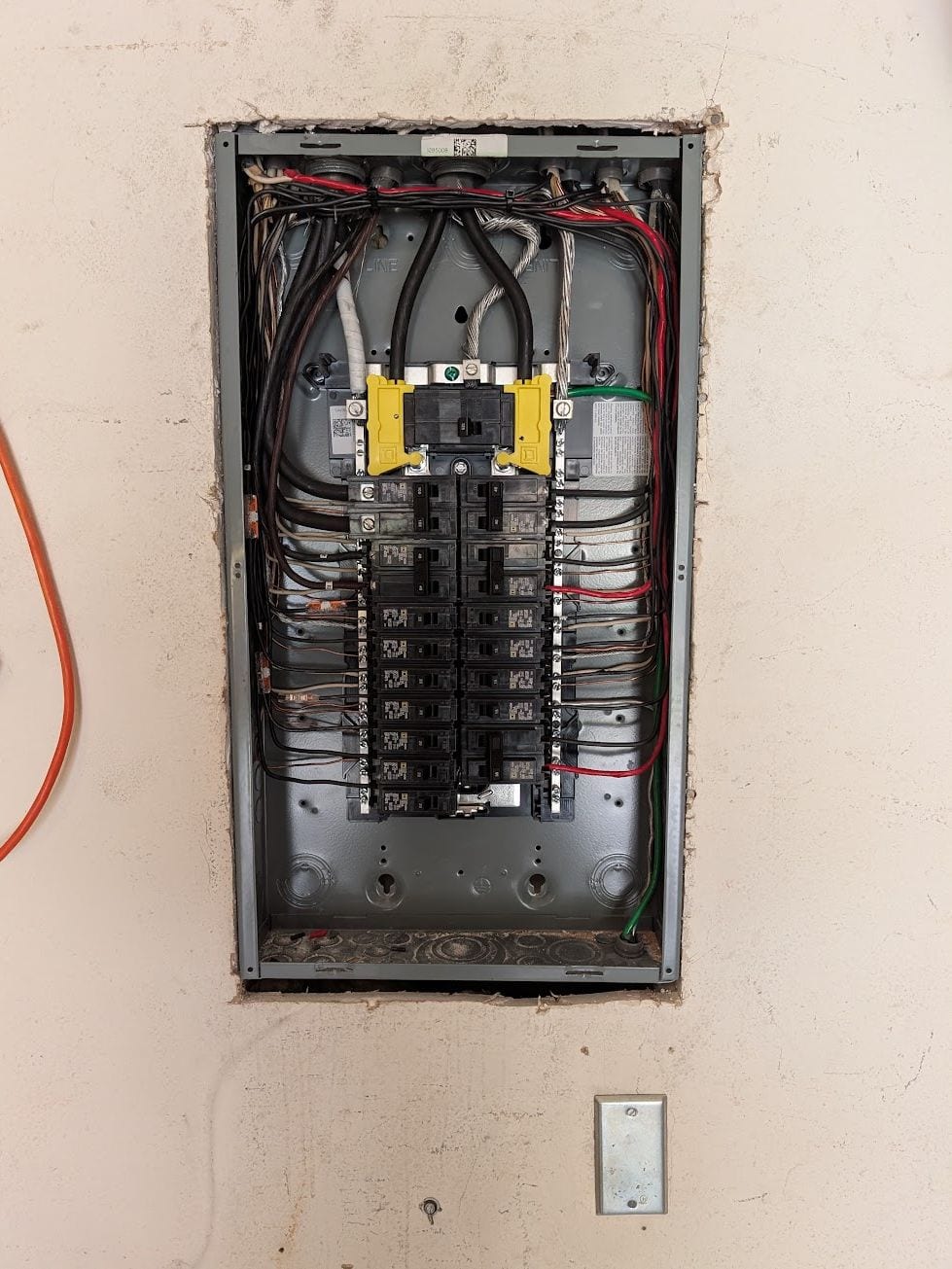 Residential electrical panel opened during installation