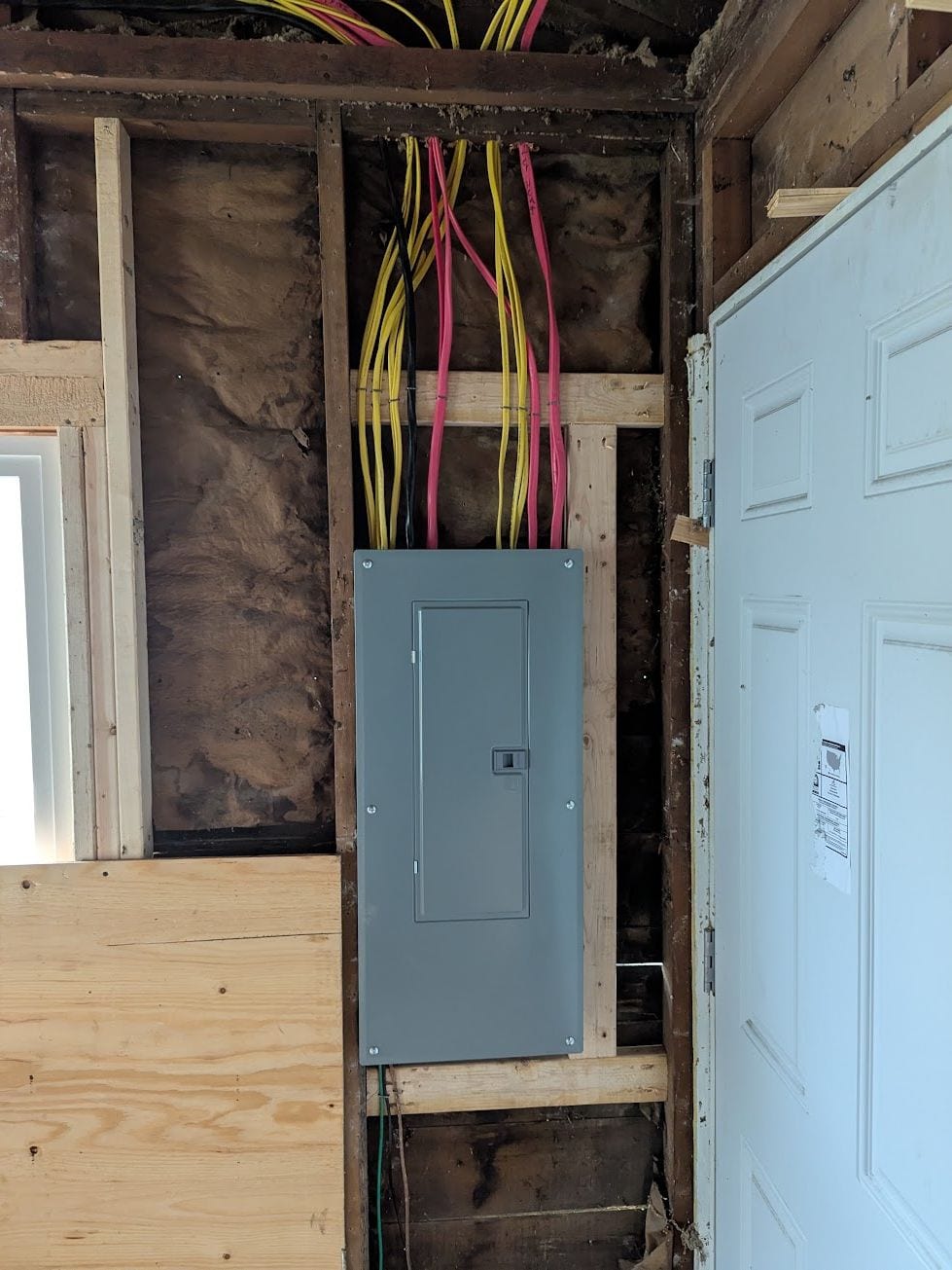The same electrical panel with its cover installed and finished